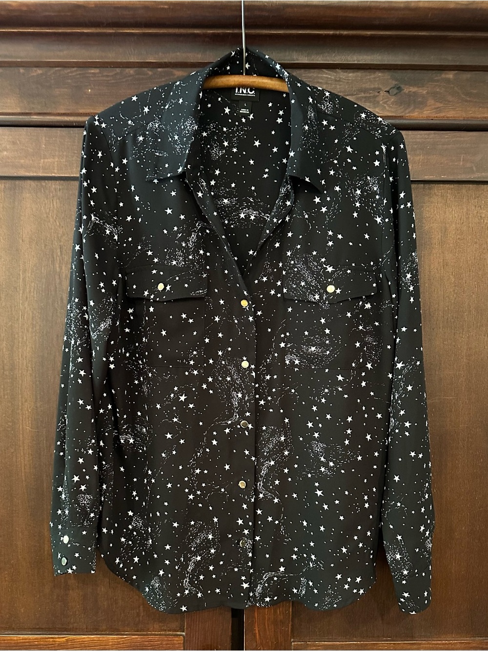 I.N.C. • flowy star blouse • button down shirt INC International Concepts